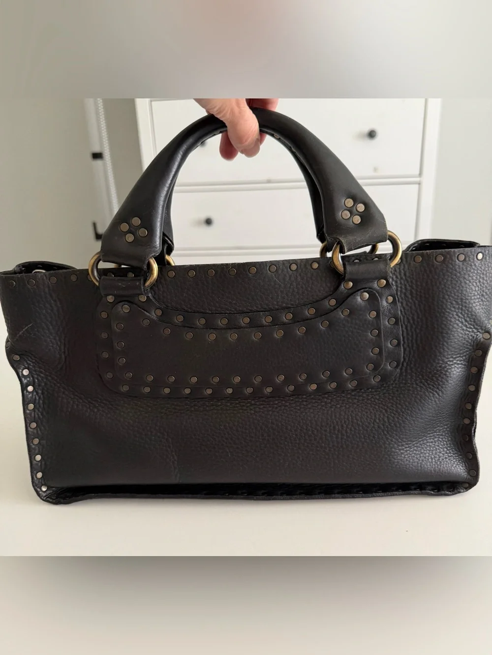 Celine Boogie Bag Studs Black Vintage